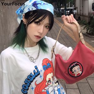 Casmetic Bacs Cases Vintage American Girl 90's Retro Y2K Cartoon Mignon sac à main Sac sous bras HARAJUKU KAWAII Mini sac Sweet Bag Pouche axillaire 230811