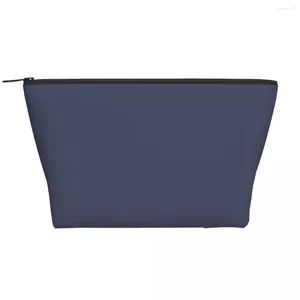 Bolsas de cosméticos Color Azul Marino Trapezoidal Maquillaje portátil Bolsa de almacenamiento diario Estuche para artículos de tocador de viaje Joyería