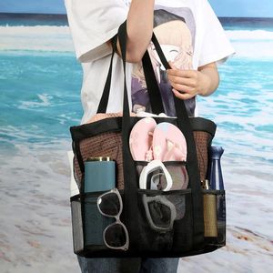 Sacs de cosmétique Sac de plage en mailles creuses une épaule portable Travel Wash Storage Beauty Sample Fitness Fitness Swimming Makeup