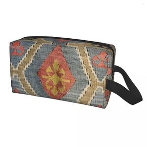 Bolsas de cosméticos Navaho tejido turco étnico Kilim bolsa de gran capacidad Vintage persa antiguo Tribal estuche de maquillaje almacenamiento artículos de tocador