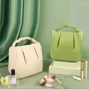 Bolsas cosméticas plisado linda bolsa de maquillaje en la nube floral coreana cosmética estuche de buey portátil