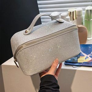 Sacs à cosmétiques strass de styliste pour femmes, trousse de maquillage, Flash doré suspendu, salle de bain, lavage, toilette de voyage multifonctionnelle