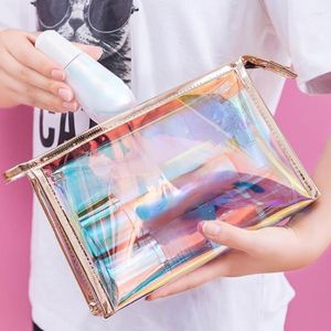 Bolsas cosméticas Organizador transparente de la bolsa de viaje láser de moda