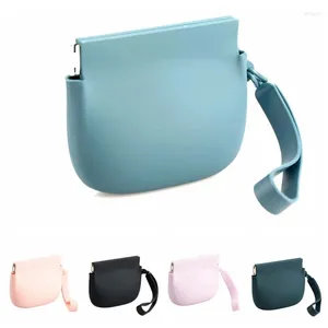 Sacs cosmétiques avec porte-monnaie en silicone portefeuille imperméable Couleur solide mini sac de maquillage sac à main