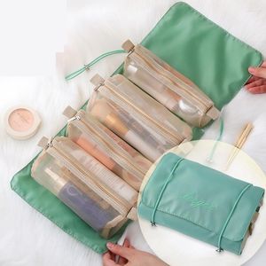 Neceser de cosméticos para mujer, neceser, organizador de maquillaje, viaje para mujer, almacenamiento Simple, neceser de maquillaje plegable con cremallera