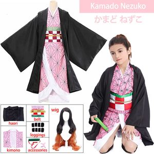 Cosplay Anime Demon Slayer Kamado Nezuko Cosplay Kimetu No Yaiba Costume Haori Kimono Uniform Wig Halloween Clothes Adult Children 230731
