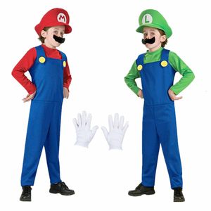 Cosplay Child Anime Funny Halloween Costumes Super Mari Luigi Brother Costume Kids Fancy Cosplay Jumpsuit 230606