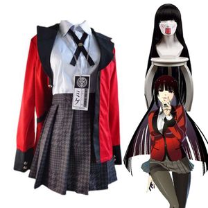 Cosplay conjunto completo kakegurui jabami yumeko traje anime jogador compulsivo yomozuki runa cosplay vermelho japão escola meninas uniforme