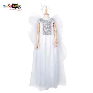 cosplay Filles princesse Costume de noël pour enfants ailes d'ange Halloween Cosplay carnaval robe de fête enfant blanc dentelle Sequincosplay