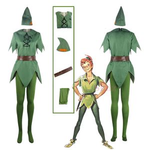 Cosplay film Peterpan Peter Pan Cosplay Costume Version masculine couvercle vert pantalon chapeau ceinture Halloween carnaval Costumes Adultcosplay