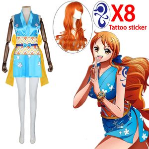 Cosplay Nami, uniforme Kimono Anime, perruque, Costume d'halloween pour filles et femmes adultes