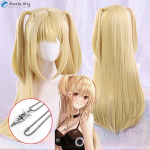 Perruques Cosplay Anime Death Note MisaMisa Cosplay perruque longue jaune Double queue Misa Amane résistant à la chaleur cheveux femme fête perruques bonnet de perruque gratuit 230824