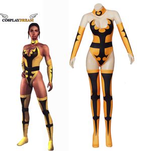 CosplayMortal Kombat Tanya Costume de Cosplay combinaison noir jaune Costume de Combat avec gants bas Sexy Tanya body fille Ninja SuitCosplayCosplay