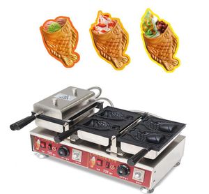 ¡Costo de envío gratis! 110v 220v Tail Fish Waffle Maker Helado Taiyaki Máquina para boca abierta