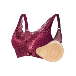 Accessoires de costumes 2048 Soutiens-gorge de mastectomie M L XL XXL XXXL Sous-vêtements une pièce Soutien-gorge de poitrine en silicone doux et confortable avec poches en coton