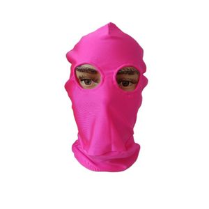 Accesorios de disfraces Cosplay de Halloween Máscara de color rosa caliente Disfraces capucha de spandex ojos abiertos unisex Zentai Disfraces Accesorios de fiesta