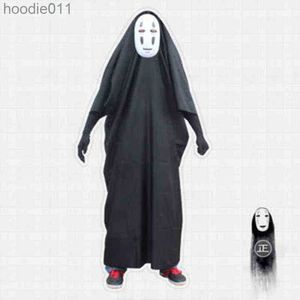 Accesorios de disfraces No Face Man Cosplay Disfraz Anime Película Spirited Away Halloween Cosplay Robe Guante BlackPurple Máscara Adulto Niños Dropshipping J220720 L230918