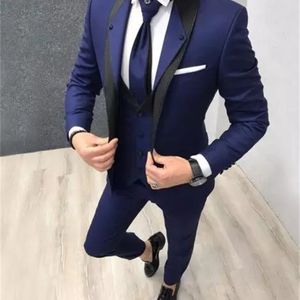 Traje Homme Matrimonio Azul marino Hombres Traje Slim Fit 3 piezas Colorido Moda Esmoquin Prom Boda Trajes Novio Blazer Terno Masculino X0608