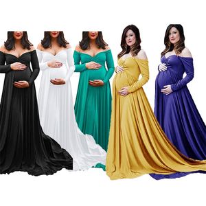 Coton Enceinte Robes Pour Femmes Maxi Robe De Maternité Vêtements Pour Photo Shoots Maternité Grossesse Robe Photographie Props 1414 E3