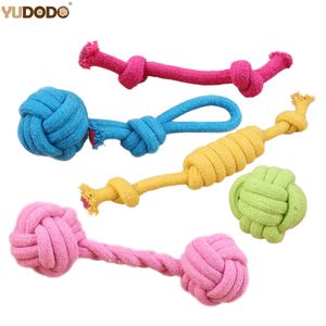 Cuerda de algodón Juguetes para perros Colores del caramelo Mascota Interactiva Limpieza de dientes Jugando Bola de nudo Cachorros pequeños Perros Juguetes para masticar Color al azar