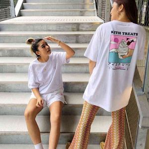 Camisetas de algodón de manga corta Tokyo Limited Shibuya Mount Fuji Brooklyn Bridge con estampado de helado y cuello redondo Kith para hombres y mujeres Q4