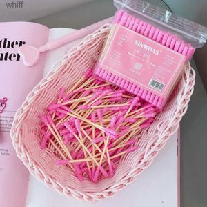 Cotton Swab 100 Pcs/Pack Pink Double Head Cotton Swab Sticks Female Makeup RemoverCotton Buds Tip For Medical Nose Ears CleaningL231117