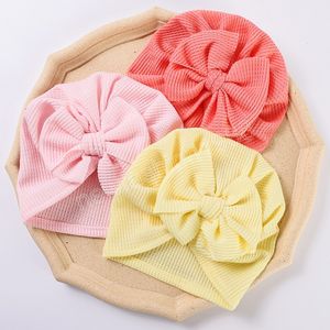 Coton gaufré bébé Turban chapeau nouveau-né gros cheveux arcs casquette indienne filles garçon cheveux accessoires automne bonnets enfants Bonnet Wrap