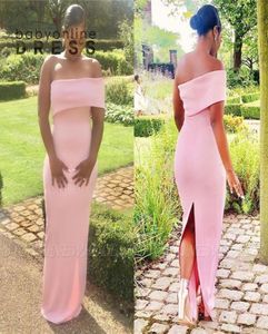 Country Garden Wedding Guest Pink Vestidos de dama de honor Elegante vaina de un hombro con abertura en la espalda Chicas africanas largas Dama de honor G1175678