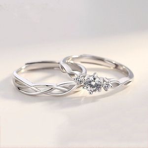 Anillo de pareja Versión coreana de amor entusiasta Anillo de bodas con apertura Anillo de par de diamantes para hombres y mujeres Fabricante de anillos chapados en plata al por mayor