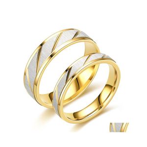 Anillos de pareja 46 mm de acero inoxidable grabado nombre amantes patrón de onda de oro anillo de promesa de boda para mujeres hombres joyería de compromiso gota de otlzd