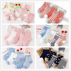 CoupleParty nouveau-né enfants doux coton chaussettes garçon fille bébé mignon dessin animé chaud rayures points sport chaussettes printemps été enfants cadeau J220621