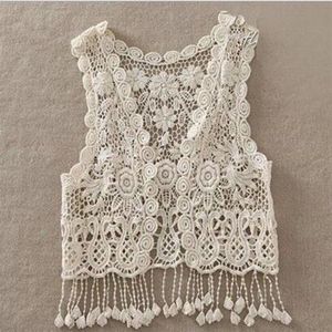 Été enfant en bas âge enfants bébé filles Crochet dentelle creux Cardigan hauts gilet glands couvrir gilet maillots de bain maillots de bain Saro219L