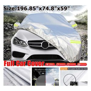 Cubre las cubiertas de automóviles ers fl er 210t impermeable sunsn estuche a prueba de polvo con las tiras con wreflective para el sedán SUV J220907 Drop entrega Mobiles Motorcycl