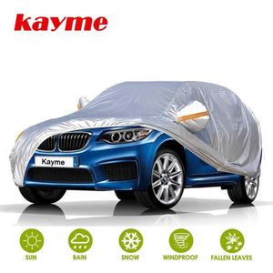 Cubiertas Kayme Car Cover para automóviles Impermeable para todo clima Sun Uv Rain Protection con cremallera Mirror Pocket Fit Sedan SUV HatchbackHKD230628