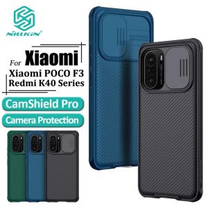 Couvre Nillkin Camshield Pro Case pour Xiaomi Poco F3 Redmi K40 Pro Plus Couverture arrière du PC dur de luxe avec une glissière Camerie Protection de confidentialité