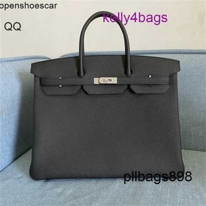 Sac à main fourre-tout en cuir de vache 40 cm Sac Hac 40 fait à la main de qualité supérieure en cuir togo sacs à main fil à coudre grand bouton argent noir motif de peau haut de gamme portable w