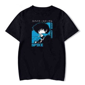 Cowboy Bebop Camisetas Anime Spike Impreso Streetwear Hombres Mujeres Moda 100% Algodón Camiseta Harajuku Camisetas de gran tamaño Tops Ropa Y220214