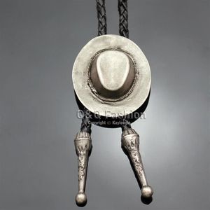 Sombrero de vaquero Stetson cuero negro Rodeo Western Bolo Bola corbata corbata línea danza joyería 2021 nuevo collar246f