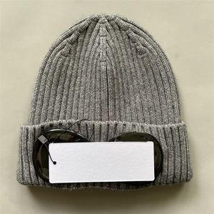 Sombrero doble gafas diseñador gorro de lana sombrero de punto elasticidad gorras de calavera para hombres gorros unisex sombreros de invierno de lujo color sólido deporte cálido cortavientos capucha hj02