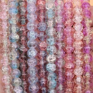 Perles en verre craquelé 8 mm 100pcs / cordes perles de cristal Perles rondes de pierre de pierre de pierre de pierre de pierre de pierre de pierre de pierre de pierre de pierre