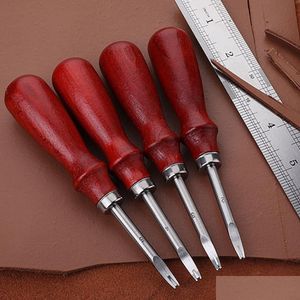 Herramientas artesanales 1Pc 0.8 / 1.0 / 1.2 / 1.5Mm Herramientas de biselado de borde de cuero Biselado Cuchillo de corte Herramienta de artesanía manual con madera Ha Homeindustry Dhz4X