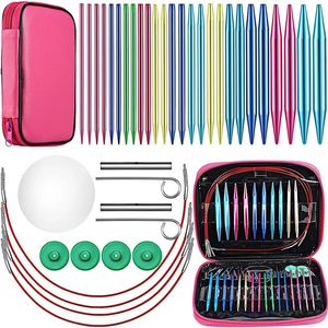 Craft Tools 26 Pieces Aluminum Interchangeable Circular Knitting Needle Set 13 Size Crochet Needles for 231113