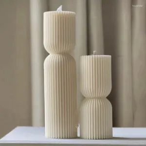 Outils d'artisanat 3D rayé cylindre à dents fines moule en silicone bricolage à la main bougie plâtre kit de savon décoration de fête à la maison cadeau de vacances