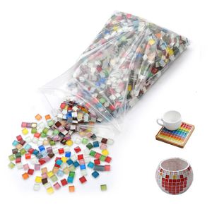 Outils d'artisanat 450pcs carreaux de mosaïque de verre carrés de couleur unie carreaux d'art et de matériaux pour les loisirs créatifs faisant des enfants puzzle 10MM 230211