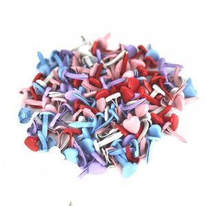 Herramientas artesanales 5 mm mini en forma de corazón mezclado color brillante metal brad sujetador de papel scrapbooking tarjeta haciendo arte brads 2000 unids / lote gota d dhhpj