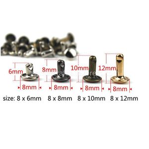 Outils d'artisanat 6 mm 8 mm en métal double capuche rivets étalons ronds rivet pour sac en cuir ceinture vêtements chapeau chaussures