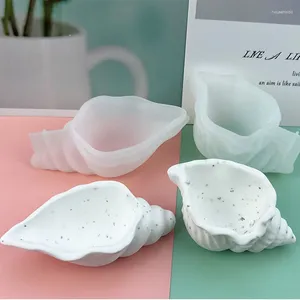 Outils d'artisanat Conch Flowerpot Silicone Moules DIY Sea Shell Secented Candle Jar Mold Boîte de rangement Béton Gypse Résine Moule Décor à la maison