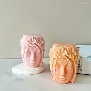 Outils d'artisanat fille bougie Silicone belle tête 3D pot de fleurs époxy moule béton plâtre résine moule bricolage artisanat corde
