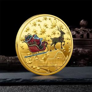 Artesanía Moneda conmemorativa de Navidad Favores de fiesta Personalidad Dibujos animados Santa Claus Medalla Colección Regalo artesanal 40 MM Inventario al por mayor