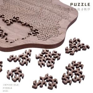 Puzzle de décryptage artisanal Brainburning Dinosaur Escher Cube Wooden Adult Children's Holiday Gift Interactive Game Toy Wooden Puzzle